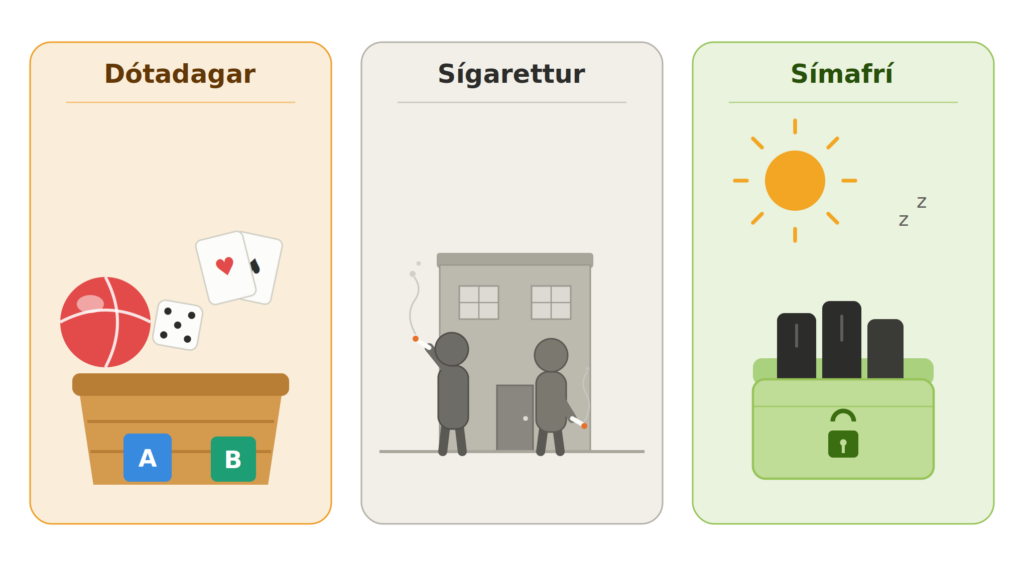 Dótadagar, sígarettur og símafrí