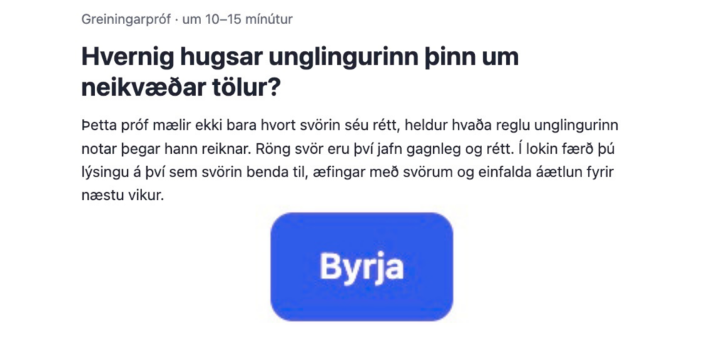 greiningapróf mínus